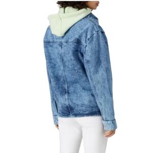 Sipos Zinna Knit Hooded Acid Wash Denim Jean Jacket. Blue Green Size M #908